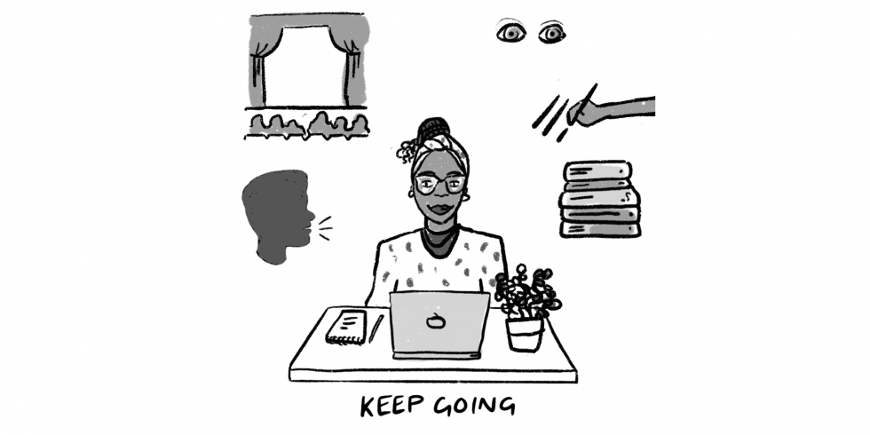 woman at writing desk